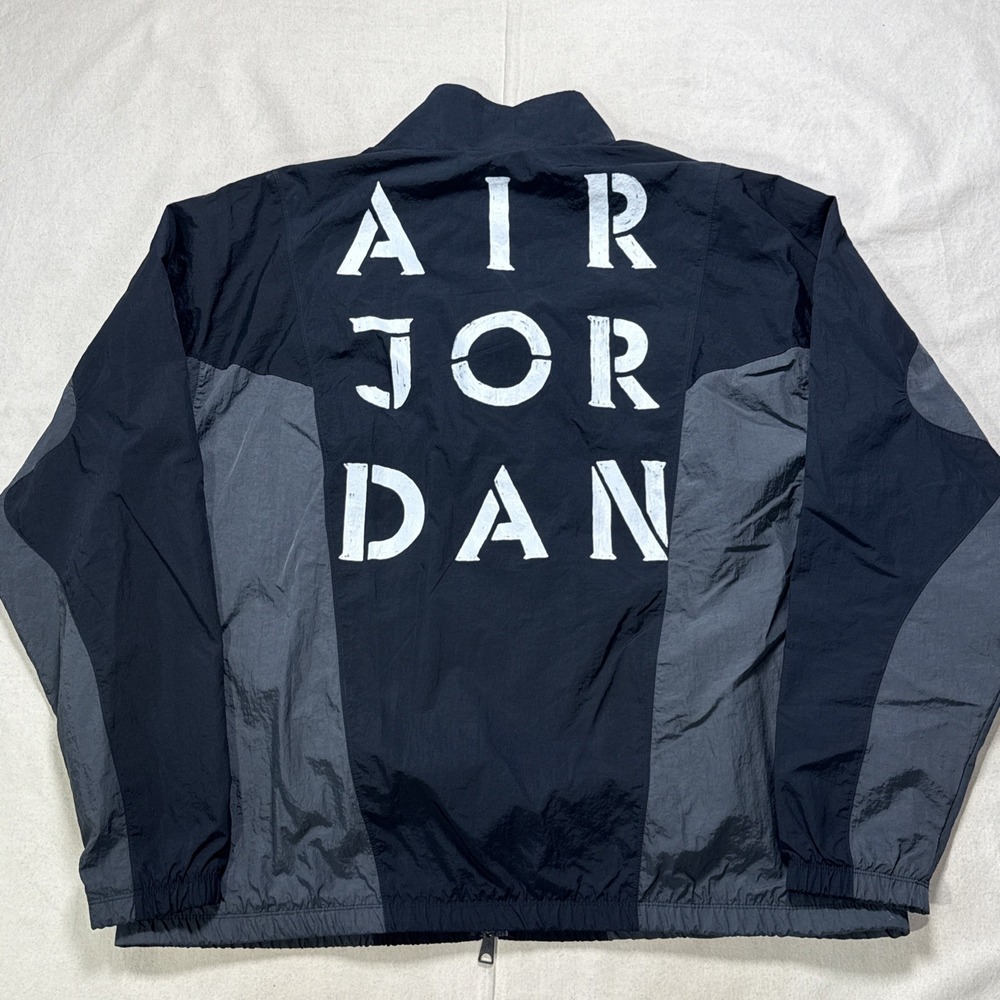 Nike Air Jordan Retro 5 Windbreaker Jacket Men's Large Black Gray Colorblock